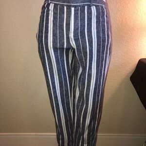 Banana Republic Avery Striped Linen Blue & White Striped Pants Size 2